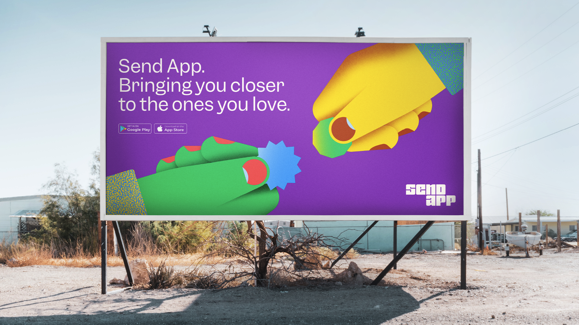 Send App brand identity - outdoor billboard advertisement display