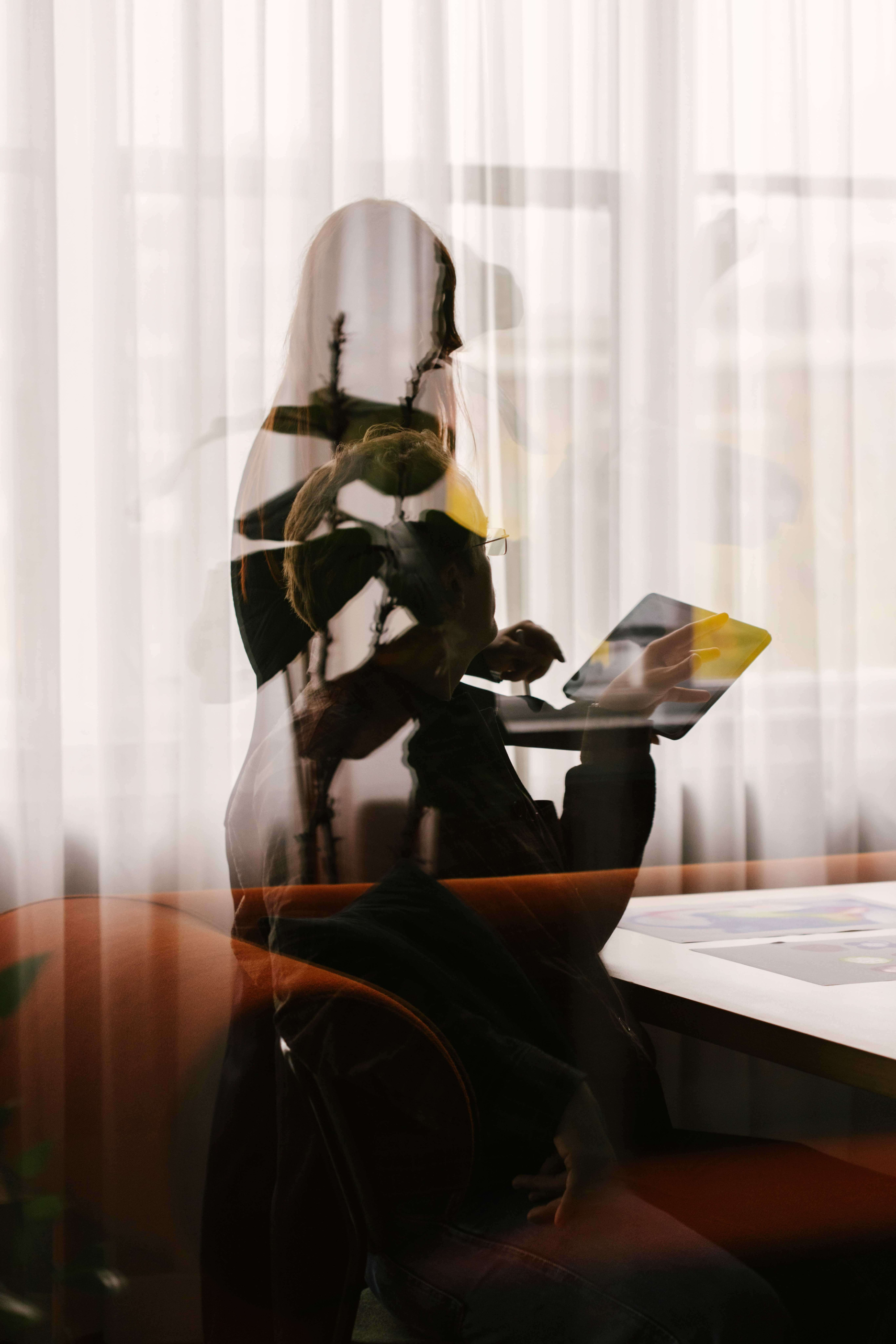 Behind the Scenes Verve Refresh insight - creative double exposure photo of designers working on brand concepts