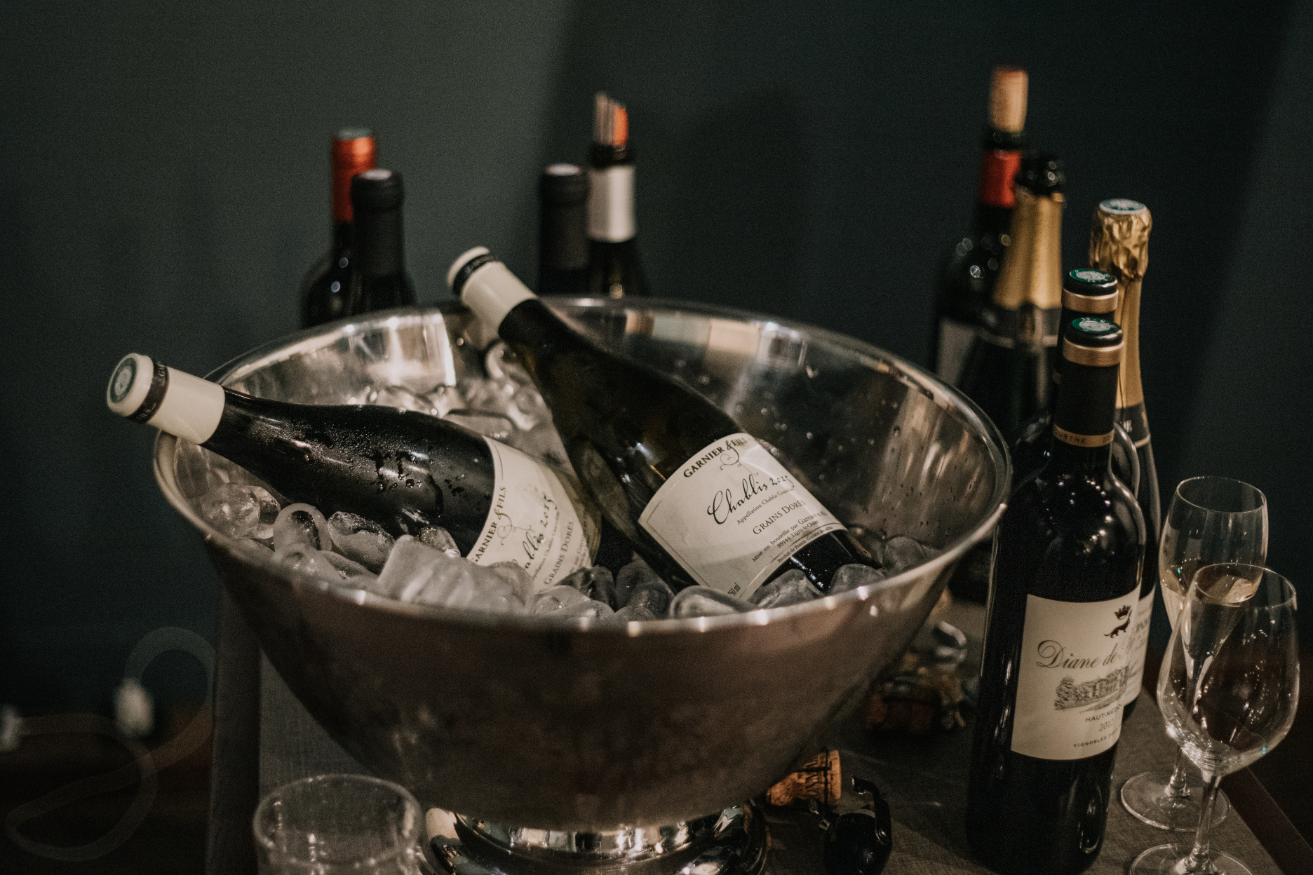 Bottles of Champagne on ice