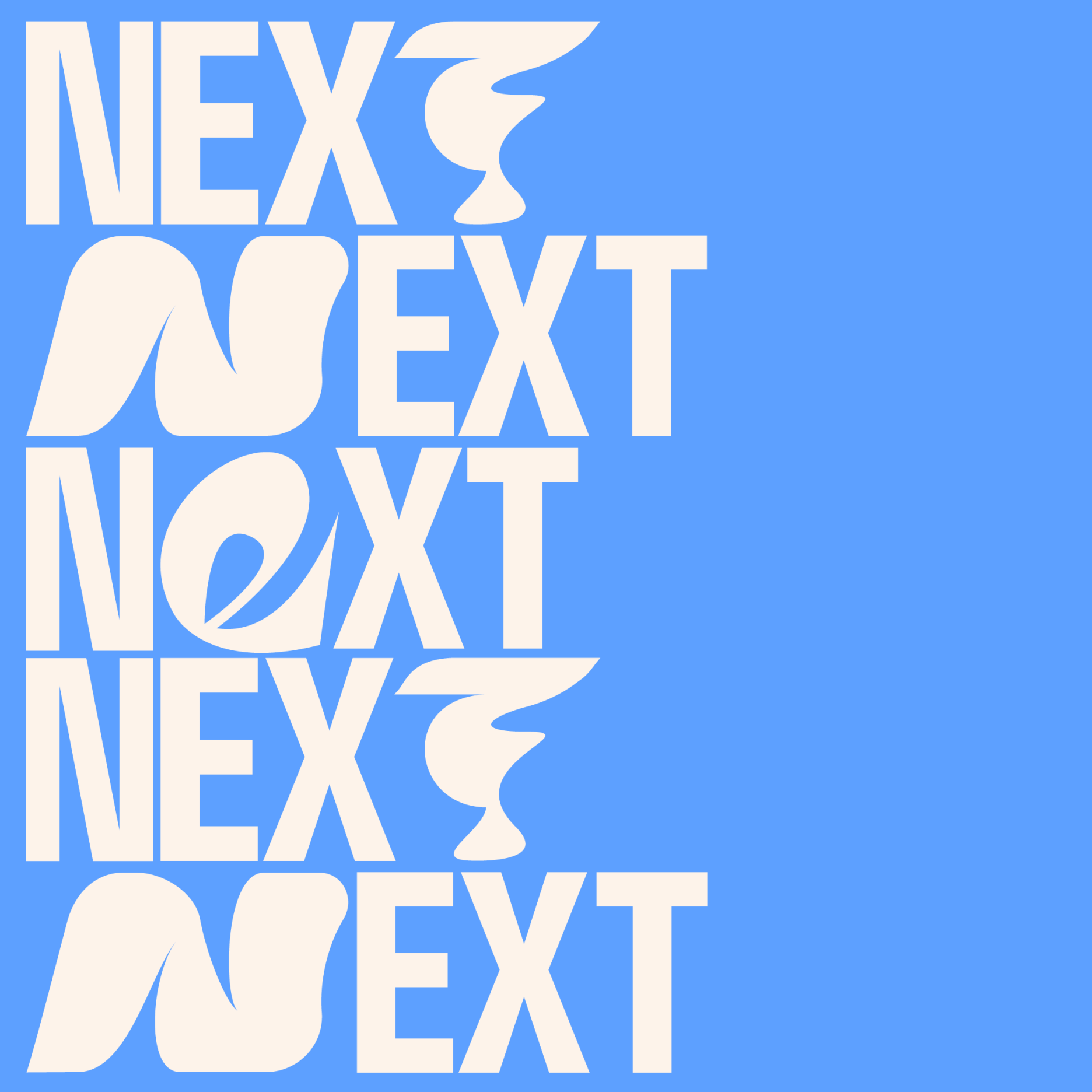 YoungCapital NEXT visual identity - repeating custom logo mark and typography design on blue background