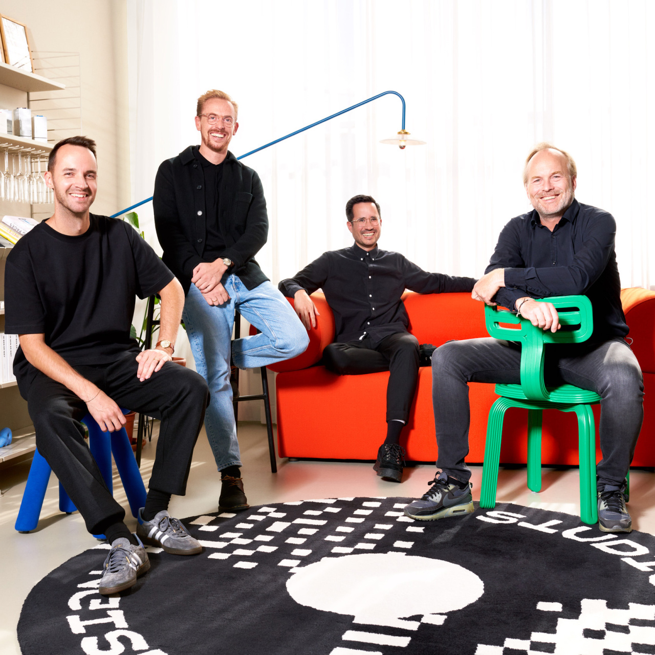 Verve co-founders Roman Stikkelorum, Rindor Golverdingen and Michael Danker with United Playgrounds founder Diederik Breijer at the Verve office
