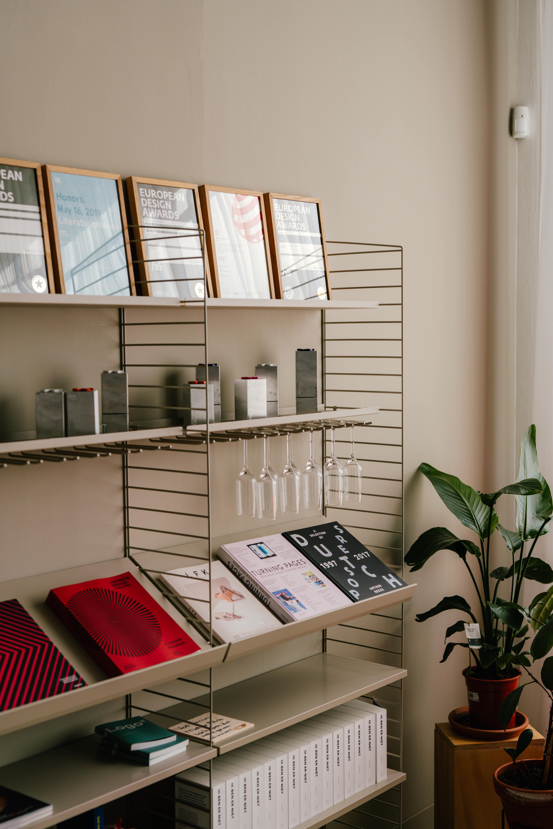 Verve shelf of awards and design books